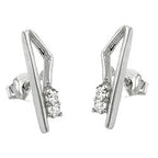 Øreørering 17x5 mm med 2 kubiske zirkonia, hver hvid, skinnende sølv 925