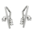 Øreørering 17x5 mm med 2 kubiske zirkonia, hver hvid, skinnende sølv 925