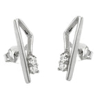 Øreørering 17x5 mm med 2 kubiske zirkonia, hver hvid, skinnende sølv 925