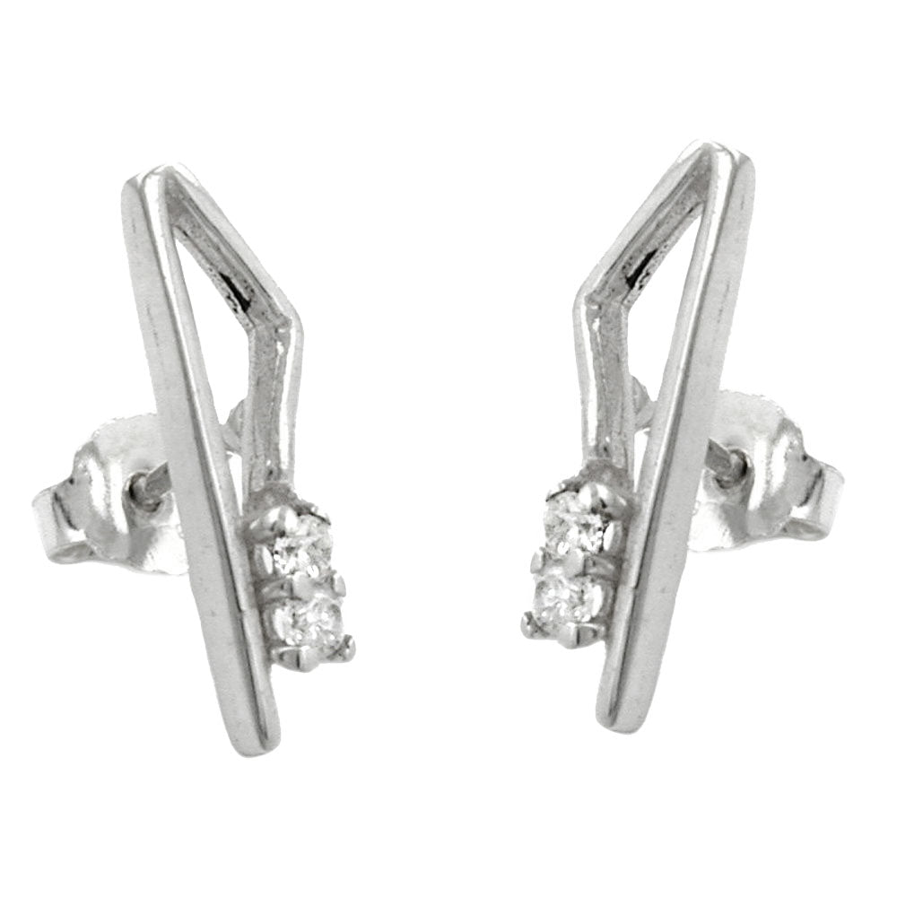 Øreørering 17x5 mm med 2 kubiske zirkonia, hver hvid, skinnende sølv 925
