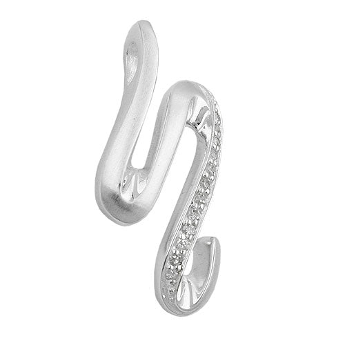 Vedhæng 30x15mm med Zirconias Matt Glossy Silver 925