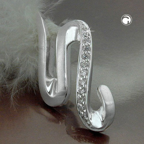 Vedhæng 30x15mm med Zirconias Matt Glossy Silver 925