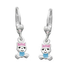 Leverback øreringe Øreringe 24x6mm Lille King lyseblå-lyseblå lakeret Sølv 925
