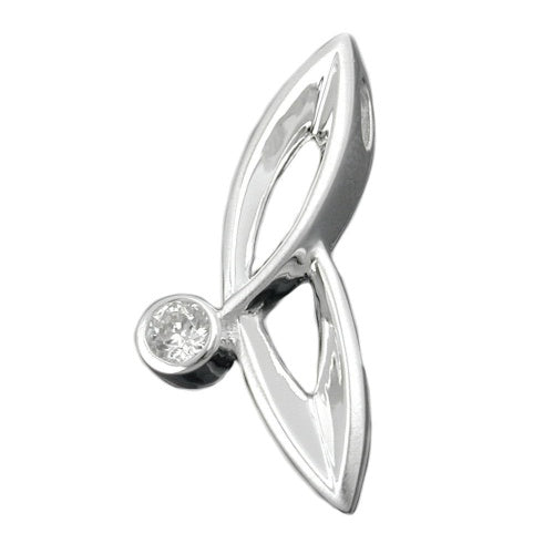 Vedhæng 26,5x12mm zirkonia, skinnende sølv 925