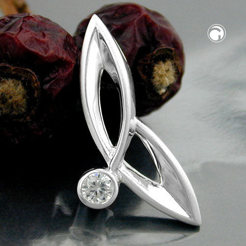 Vedhæng 26,5x12mm zirkonia, skinnende sølv 925