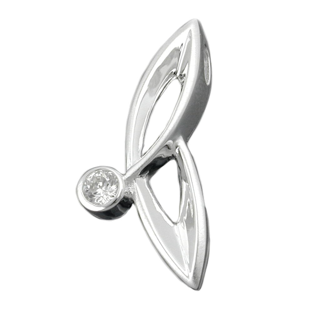 Vedhæng 26,5x12mm zirkonia, skinnende sølv 925
