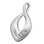 Vedhæng 26x13mm med 5 kubiske zirkoniaer frostet sølv 925