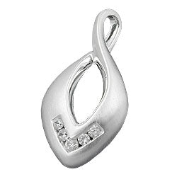 Vedhæng 26x13mm med 5 kubiske zirkoniaer frostet sølv 925