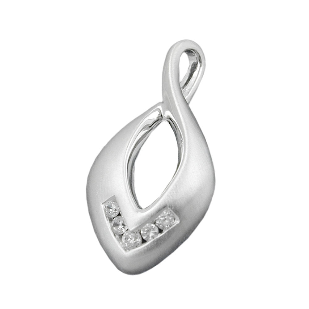 Vedhæng 26x13mm med 5 kubiske zirkoniaer frostet sølv 925