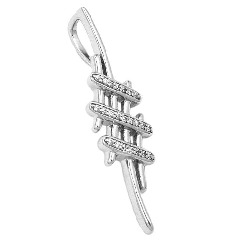Vedhæng 40x11mm med zirkonier Skinnende Rhodiumbelagt sølv 925