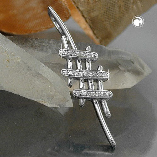 Vedhæng 40x11mm med zirkonier Skinnende Rhodiumbelagt sølv 925