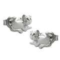 Ørestikker 7x10mm liggende katte skinnende rhodiumbelagt sølv 925