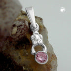 Vedhæng 12x4,5mm Blomst Kubisk Zirkonia Pink Sølv 925