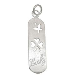 Hængende 36x10mm plade med Shamrock Butterfly Lucky mat børstet 925