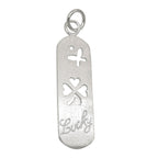 Hængende 36x10mm plade med Shamrock Butterfly Lucky mat børstet 925