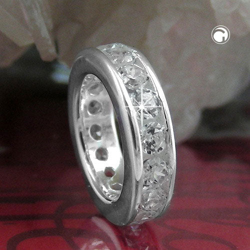 Pendel 9x2mm dåbsring med kubiske zirkoniaer sølv 925