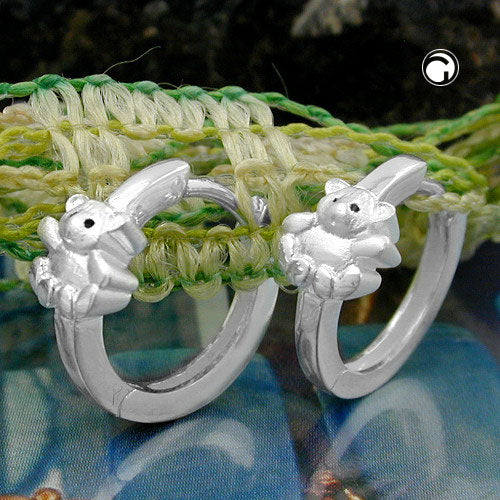 Ring 13x6mm Hængsel Toy Bear Matte Blank Sølv 925