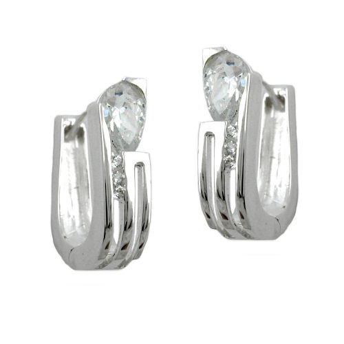 Ramme 15x4,6 mm Hængsel Kubiske zirkonier Hvid Sølv 925