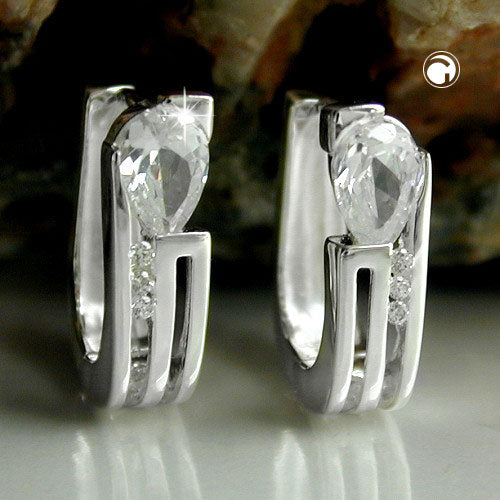 Ramme 15x4,6 mm Hængsel Kubiske zirkonier Hvid Sølv 925
