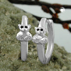 Creole 13x4mm hængsel Lille bjørn Blank Sort Lakeret Sølv 925
