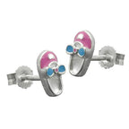 Ørestikker 8x4mm børneørering Sko Lyseblå Lakeret Sølv 925