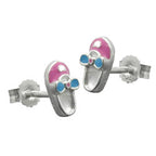 Ørestikker 8x4mm børneørering Sko Lyseblå Lakeret Sølv 925