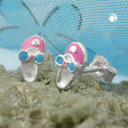 Ørestikker 8x4mm børneørering Sko Lyseblå Lakeret Sølv 925