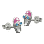 Ørestikker 8x4mm børneørering Sko Lyseblå Lakeret Sølv 925
