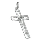 Vedhæng 29x17mm kors med Jesus Openwork Skinnende sølv 925