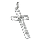 Vedhæng 29x17mm kors med Jesus Openwork Skinnende sølv 925