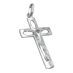 Vedhæng 29x17mm kors med Jesus Openwork Skinnende sølv 925
