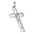 Vedhæng 29x17mm kors med Jesus Openwork Skinnende sølv 925