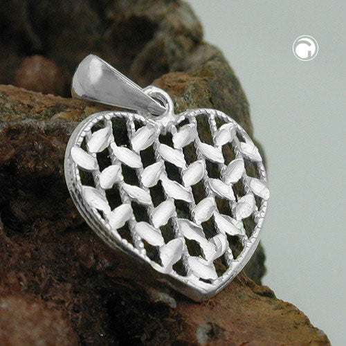 Vedhæng 15x15mm hjerte Shiny Diamond Silver 925