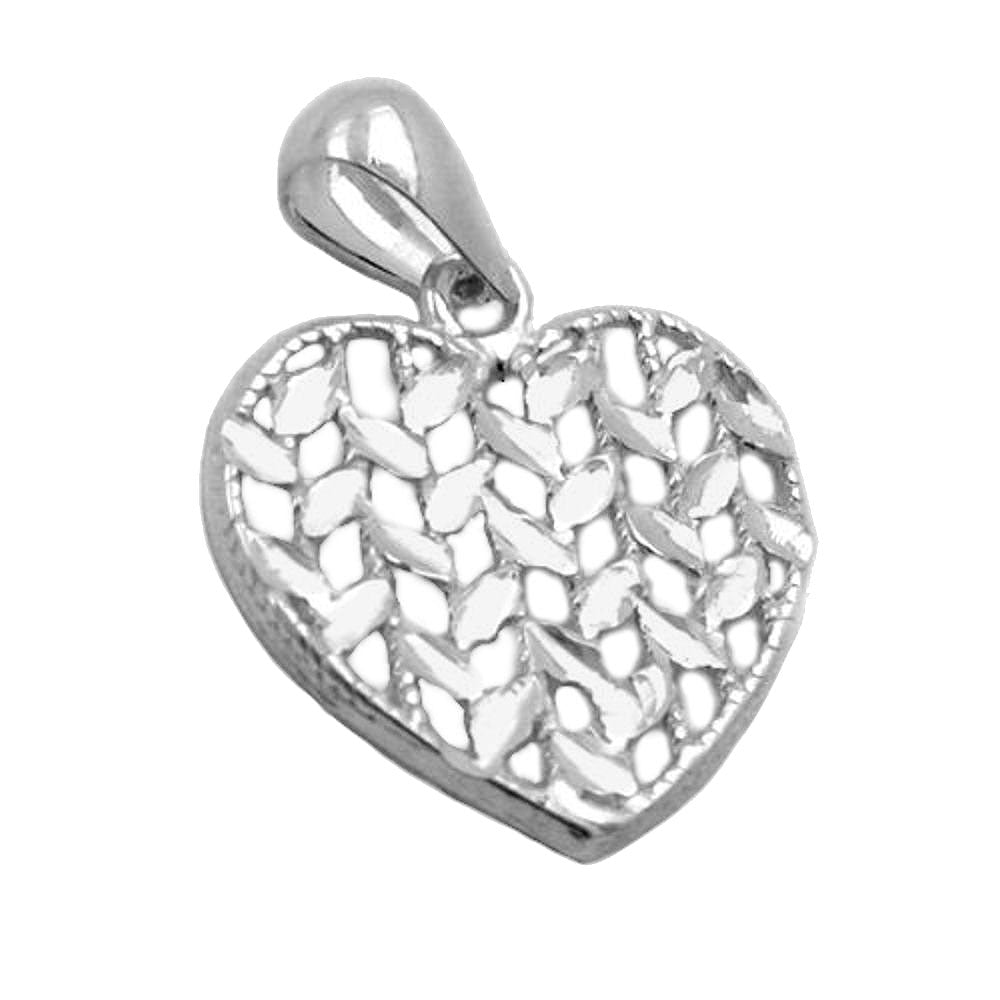 Vedhæng 15x15mm hjerte Shiny Diamond Silver 925