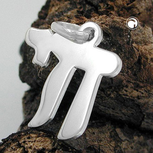 Vedhæng 15x14mm Hebraisk ord Chai-symbol for liv skinnende 925