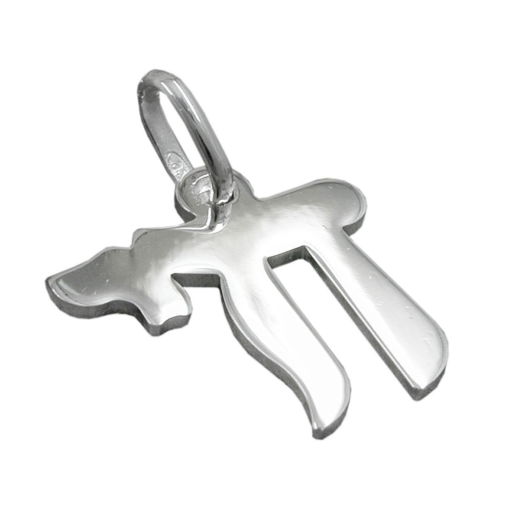 Vedhæng 15x14mm Hebraisk ord Chai-symbol for liv skinnende 925