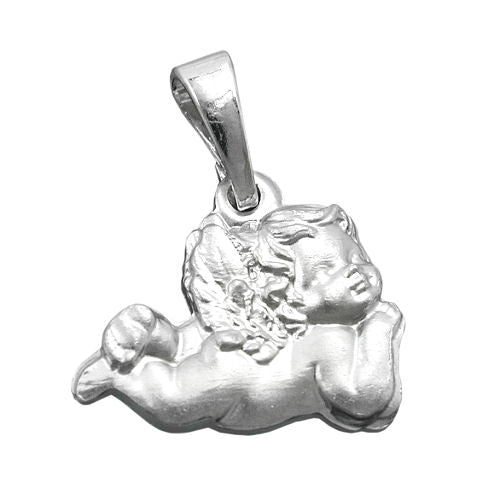 Pendler 9x13mm liggende angel mat rhodiumbelagt sølv 925