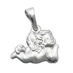Pendler 9x13mm liggende angel mat rhodiumbelagt sølv 925