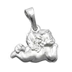 Pendler 9x13mm liggende angel mat rhodiumbelagt sølv 925