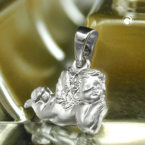 Pendler 9x13mm liggende angel mat rhodiumbelagt sølv 925