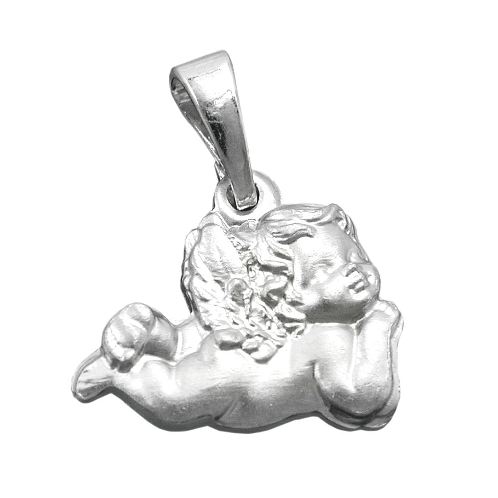 Pendler 9x13mm liggende angel mat rhodiumbelagt sølv 925