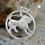 Vedhæng 15mm Zodiac Lion, sølv 925