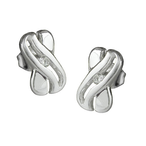 Ørestikker 10x6mm X-Shape med Zirconia Shiny Silver 925