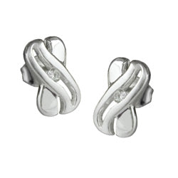 Ørestikker 10x6mm X-Shape med Zirconia Shiny Silver 925