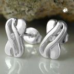 Ørestikker 10x6mm X-Shape med Zirconia Shiny Silver 925