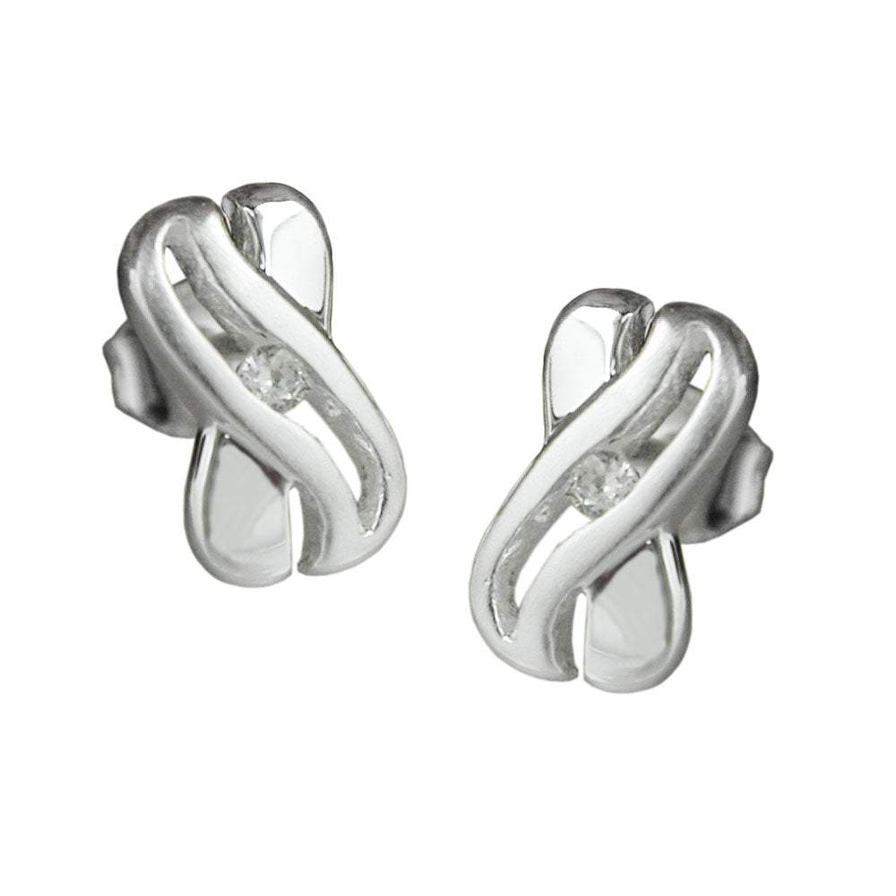 Ørestikker 10x6mm X-Shape med Zirconia Shiny Silver 925