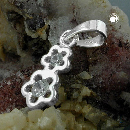 Vedhæng 12x5mm 2 blade med zirkonia sølv 925