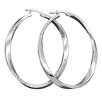 Hoopøreringe 45x35mm ovale diamanttrådede hoopøreringe med strygelås sølv 925
