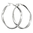 Hoopøreringe 45x35mm ovale diamanttrådede hoopøreringe med strygelås sølv 925