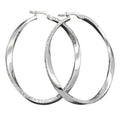 Hoopøreringe 45x35mm ovale diamanttrådede hoopøreringe med strygelås sølv 925